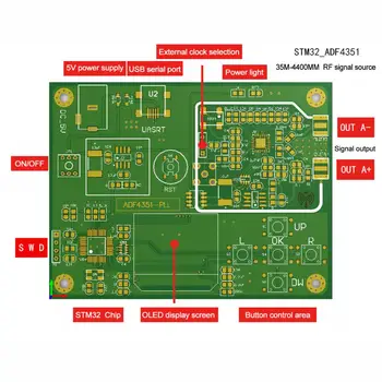 

Hot Signal Generator Module 35M-4.4GHz RF Signal Source Frequency Synthesizer ADF4351 Development Board