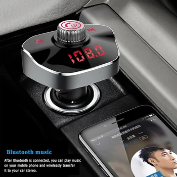 

Bluetooth 4.2 FM Transmitter Handsfree Car Kit Dual USB Audio Receiver Music Player VDX99