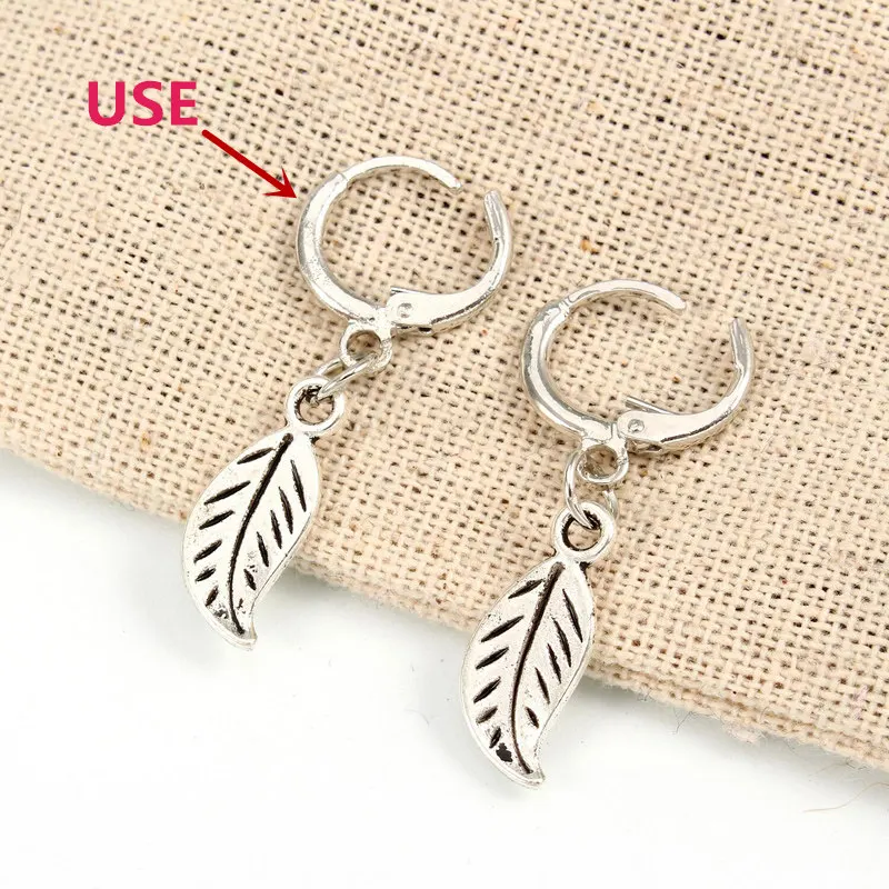 1pair-Boho-Silver-Leaf-Pendant-Small-Hoop-Earrings-Tiny-Hanging-Earrings-For-Women-Vintage-Jewelry-Party