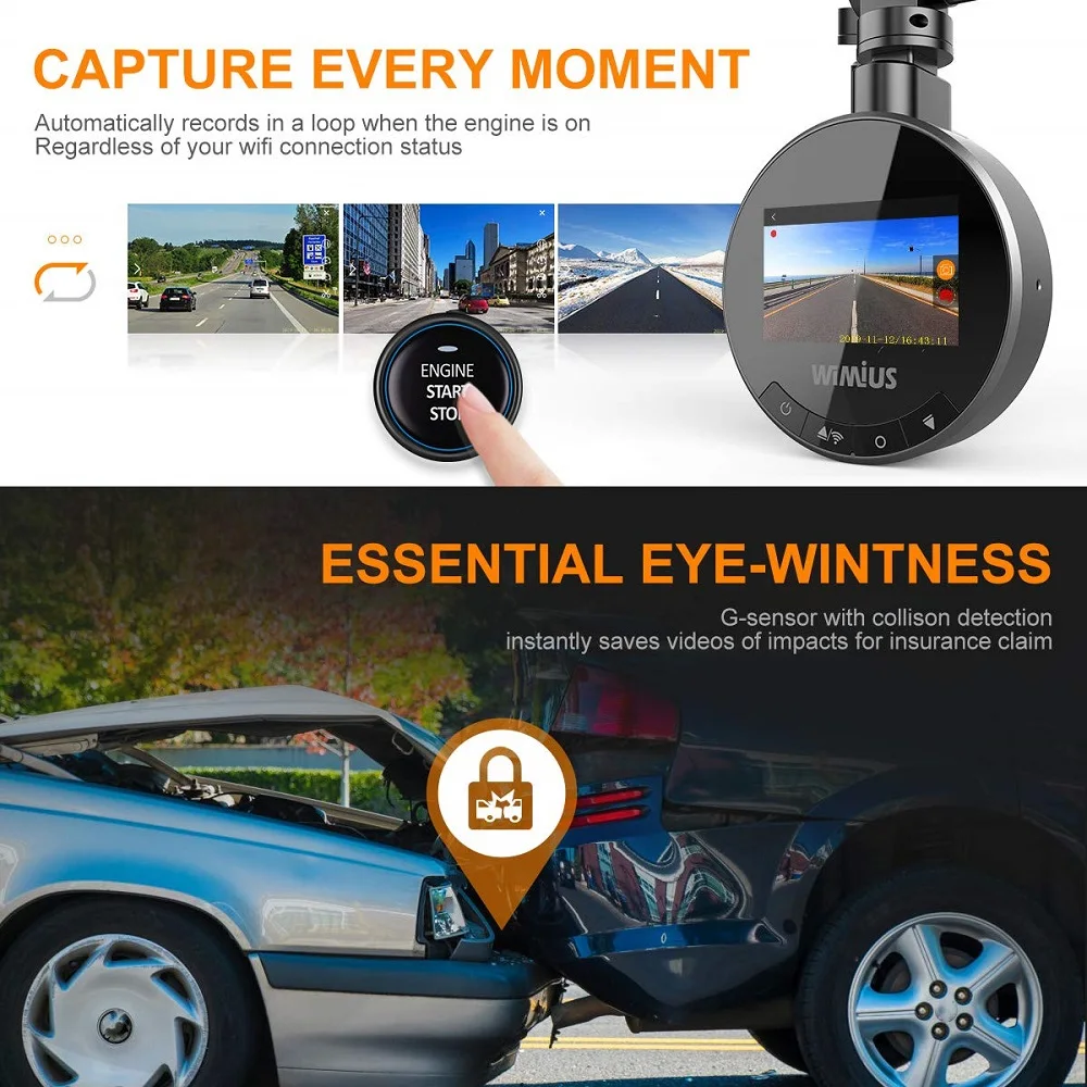 Автомобильный WiFi DVR Dash Camera Real HD 1080P 170 широкий угол с g сенсором режим парковки
