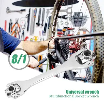 

8 in 1 Multi-function Universal Wrench 6 Tooth Furniture Multi-Purpose Car Bike Repair Tool Spanner Hand Tool Repair Accessory