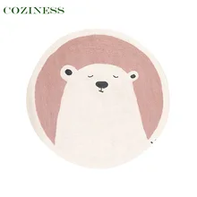 Alfombrilla de juego de forma redonda para bebé, alfombra gruesa de oso de dibujos animados para sala de estar, suave, amigable con la piel, almohadilla antideslizante para dormitorio