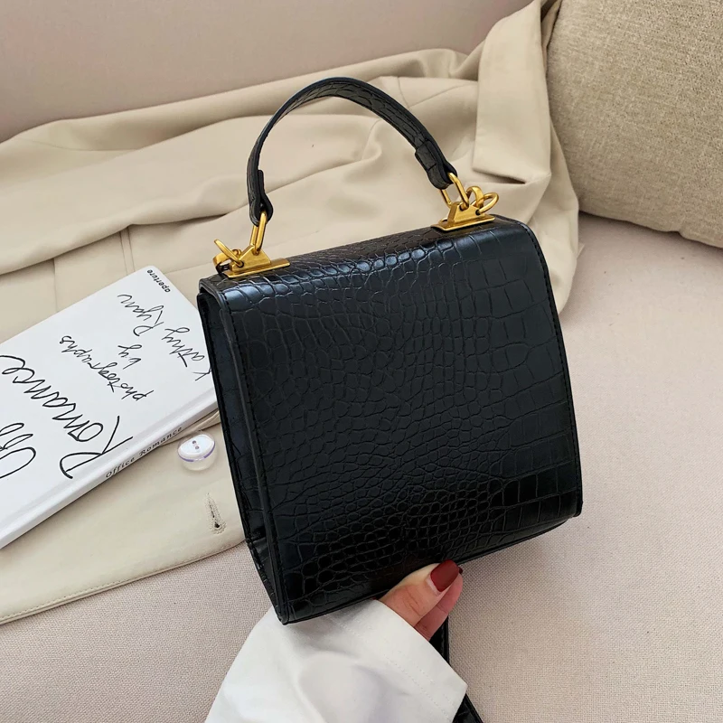 Mini Stone Pattern PU Leather Crossbody Bags For Women Lock Designer Shoulder Messenger Bag Female Travel Handbags 6293