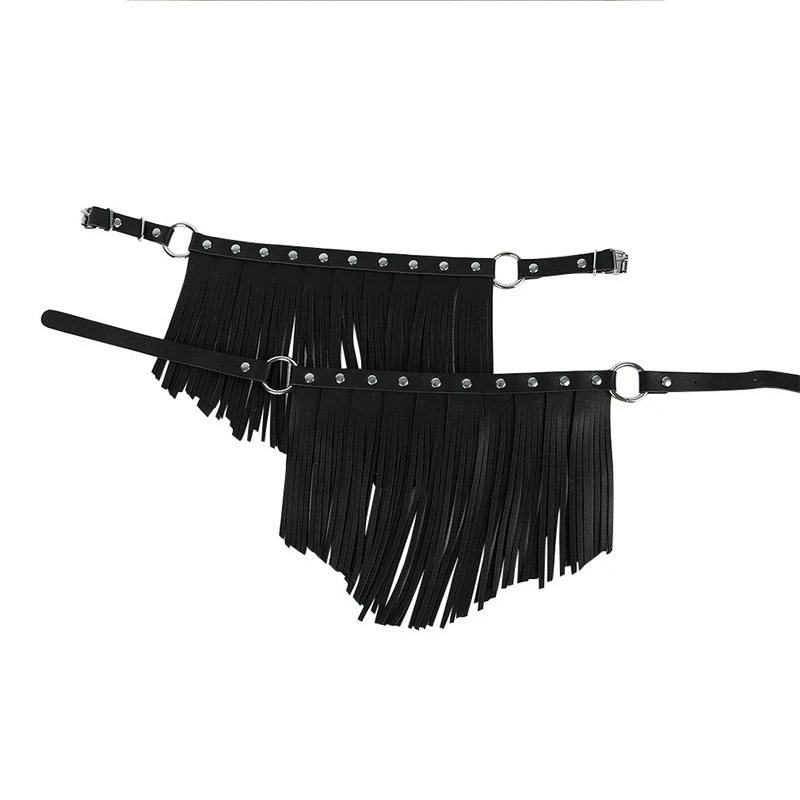 Black Tassel Leather Harness Garter Cage Waist Sexy Lingerie Belt Fetish Punk Gothic Bondage Adjust Club Party Wear for Women