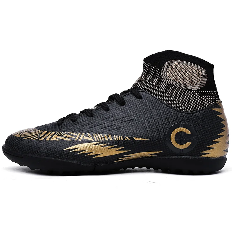 

ZHENZU High Top Ankle Protector School Student Kids Children Boy Girl Soccer Shoes Men Football Boots Train Turf TF neakers