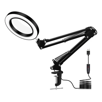 

Flexible Desk Large 33cm+33cm 5X USB LED nifying Glass 3 Colors Illuminated nifier Lamp Loupe with Long Bracket