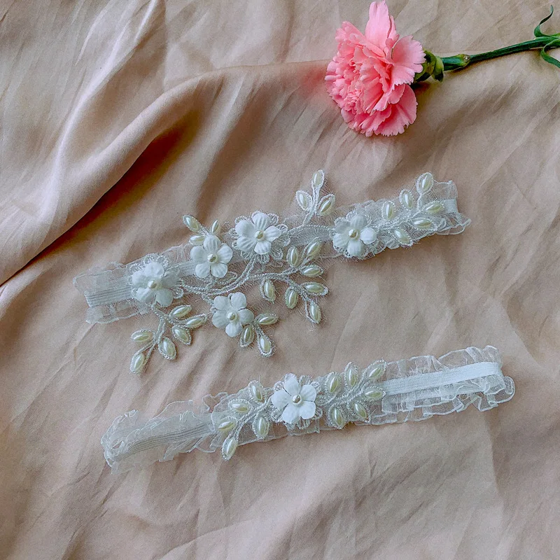 Bridal dress decoration bridal garter belt Wedding Garter Belt Rhinestone Embroidery Flower Beading Sexy Garters for Women Bride Thigh Ring Bridal Leg Garter