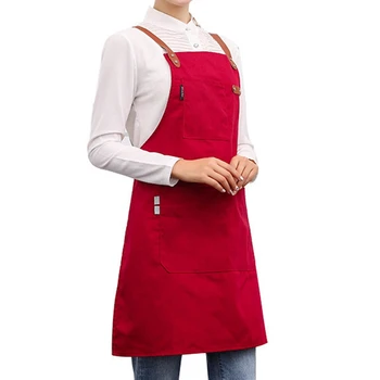 

Barber Adjustable Leather Cooking Kitchen Apron for Women Men Chef Waiter Cafe Shop BBQ Hairdresser Aprons Bib Smock
