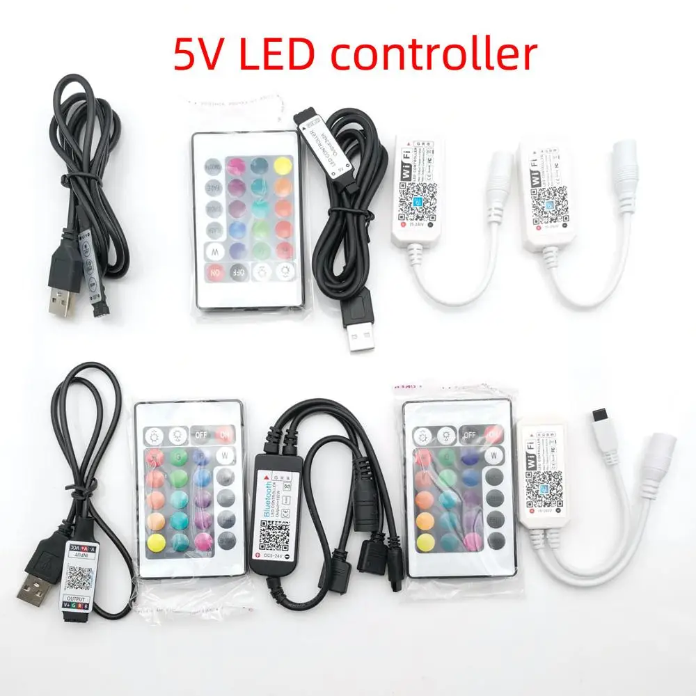 

Magic Home 5-12-24V led rgb IR RF Infrared wireless controller for 3528/2835/5050 RGBW 24/44 Keys Wifi app LED strip controller