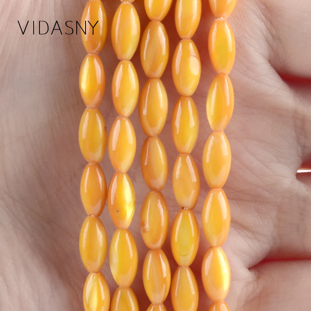 Großhandel Hohe Qualität Gelb Mopp Shell Perlen Für Schmuck Machen 5*10mm Spacer Perlen Fit Für Halskette Armband 15 "Strand – Detail 5