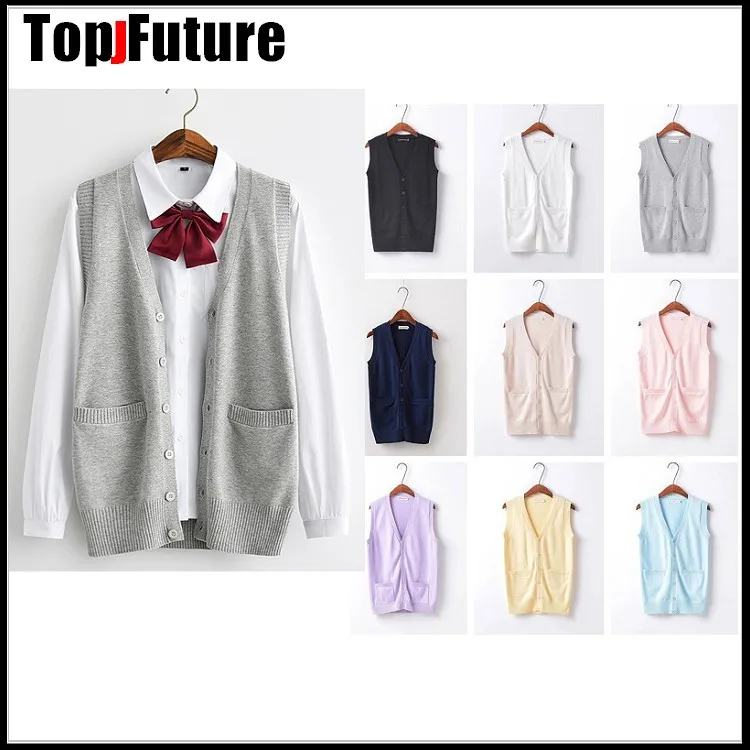 

9 Colors School JK Uniform Sweater Vest Sleeveless Waistcoat For Girls Boys Cosplay Halloween Vest Knitting Cardigan