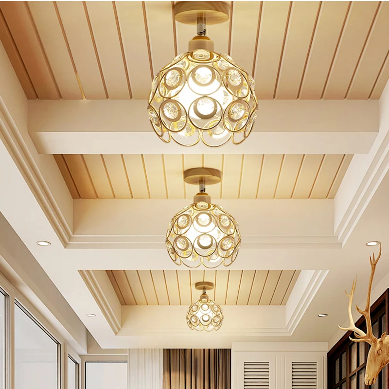 Монтируемый современный светодиодный потолочный светильник, черный и деревянный и белый, для крыльца E27, держатель лампы, потолочный светильник для гостиной, спальни, лампа