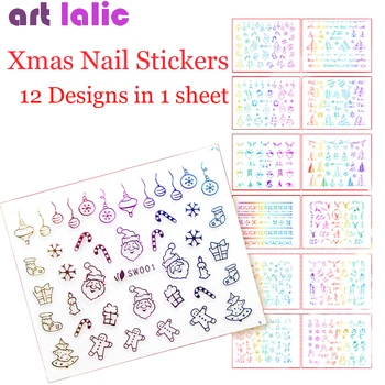 

Large Sheet Christmas Xmas Snowflake 3D Nail Art Sticker Santa Claus Deer Self-Adhesive Transfer Stickers Manicure Nail Decals