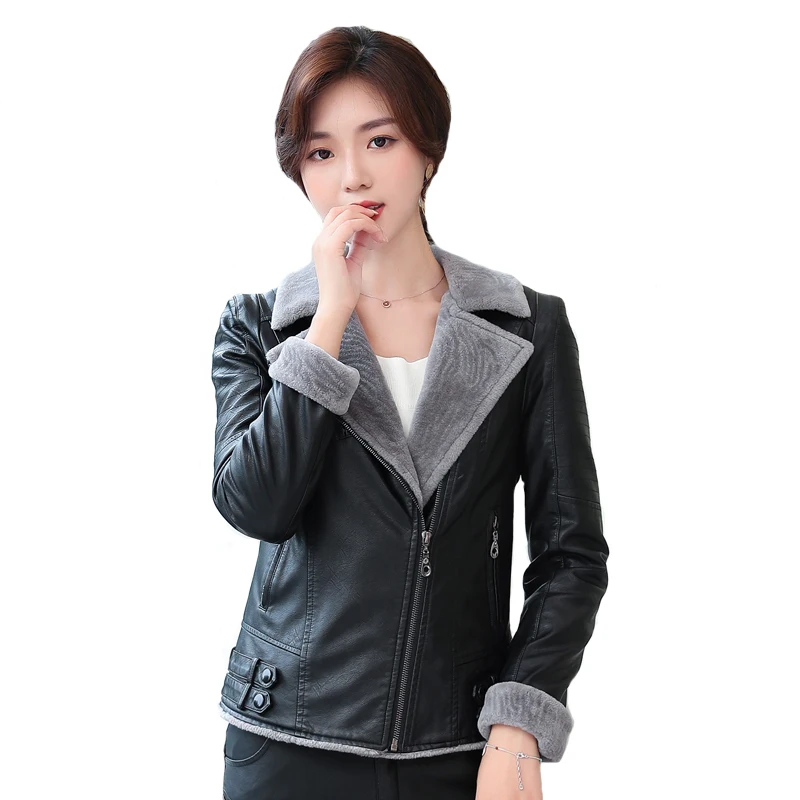 Осенне-зимние женские кожаные куртки и пальто размера плюс 4XL толстые меховые черные пальто тонкие мягкие Pu меховые кожаные куртки высокого качества