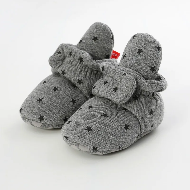 Dark Gray Star Новая модная зимняя Стильная однотонная мягкая теплая детская обувь из чистого хлопка для новорожденных пинетки для маленьких мальчиков и девочек от 0 до 18 месяцев - Цвет: Dark Gray Star