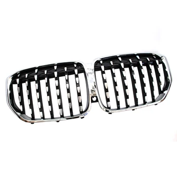 

1 Piece Meteors Kidney Front Grille Auto Racing Grille for BMW G05 X5 2018-2019 Bumper Grills Middle Grill Gloss Black / Silver