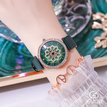 Высококачественные вращающиеся женские кварцевые часы модные зеленые женские часы со стразами роскошные брендовые наручные часы для женщин