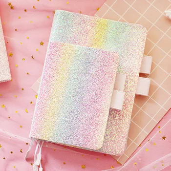 

Simple Kawaii Pink Grid Rainbow Bullet Journal A5 A6 Leather HOBO Notebook Diary Dotted Planner Travel Note Korea Stationery D40