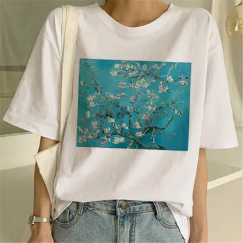 

2020 Summer Van Gogh T shirt Women Art Print Cute Funny Tshirt 90s Ulzzang Casual Top Tees T-shirt Female Clothing