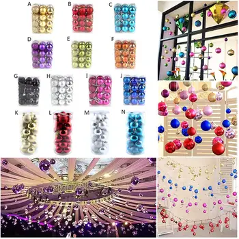 

24PCS of Pure Color Christmas Tree Decor Glitter Baubles for Christmas Decoration Christmas Balls #BO