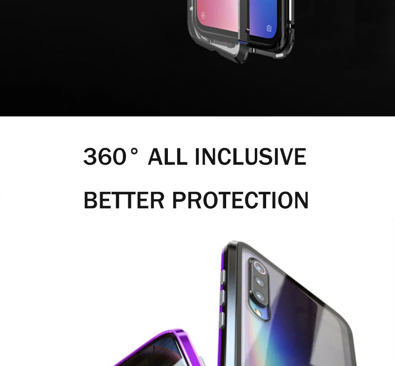 Двухстороннее закаленное стекло для Xiaomi Redmi Note 7 Note7Pro магнитное поглощение 360 чехлы для телефонов металлическая откидная задняя крышка Note7 Pro