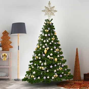 

Anise Star Tree Topper Golden Star Christmas Holiday Tree Topper Iron Star Festival Treetop Decor for Home Party (Golden, 16x30c