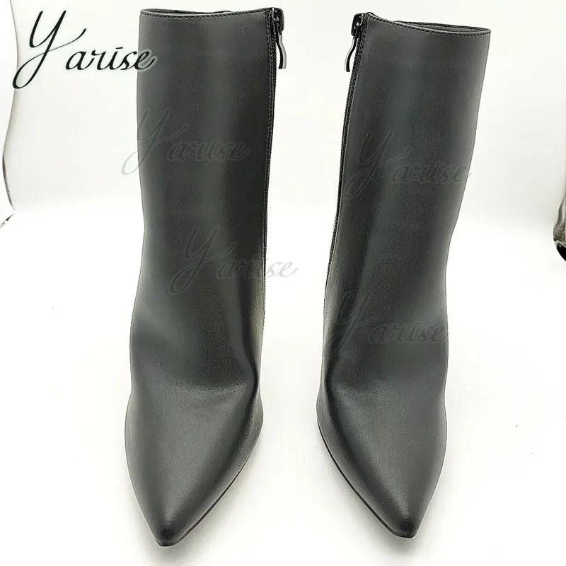 Sandalias con tacón de piel auténtica extraño para mujer, zapatillas de exterior, botines con punta en el tobillo, zapatos de invierno, D01 - Imagen 5