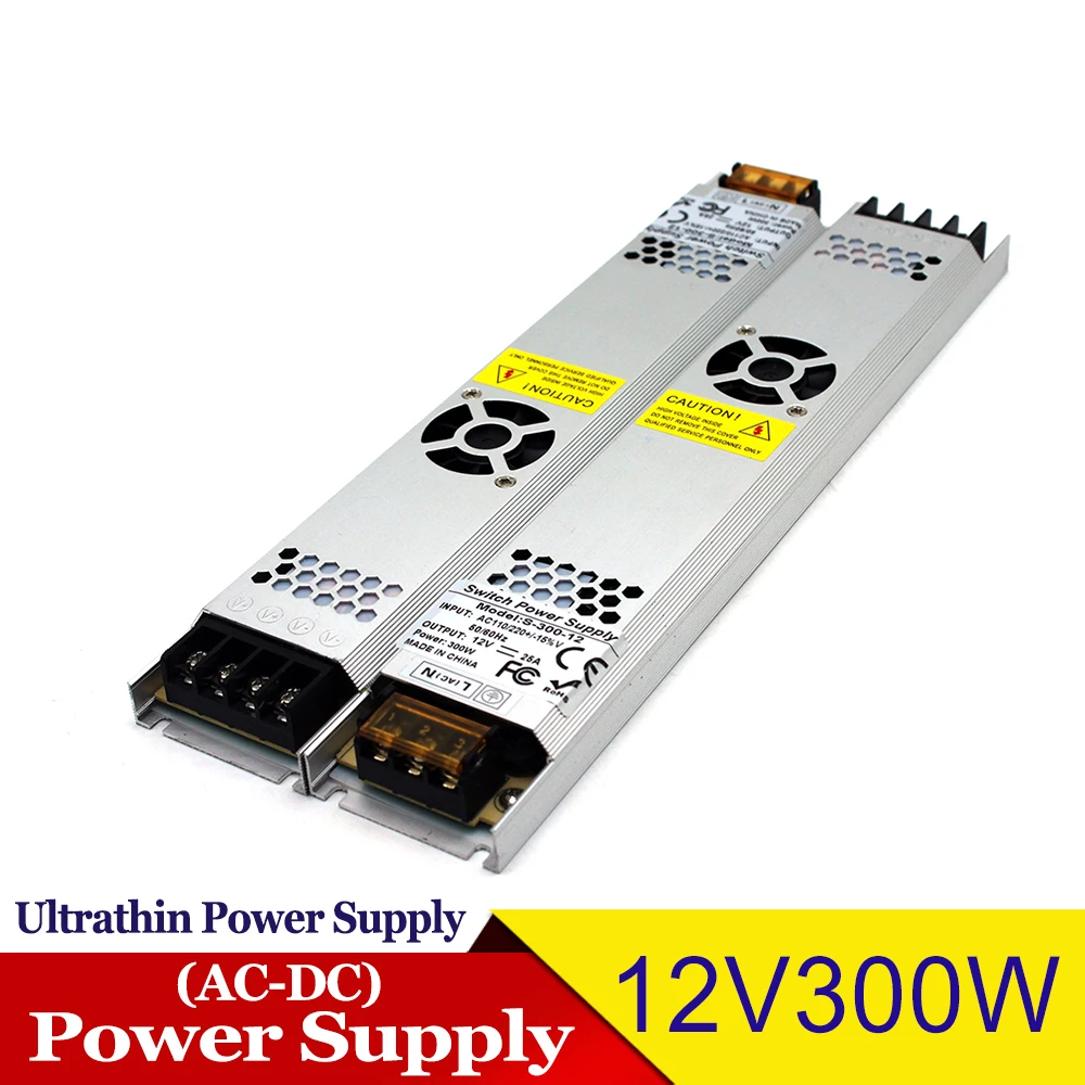 Ультратонкий источник питания 12V 24V 100W 120W 150W 200W 250W 300W 350W 400W трансформаторы для освещения AC к DC24V DC12v SMPS для светодиодной лампы