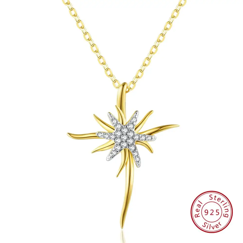 ORSA JEWELS Аутентичные 925 серебряные браслеты для женщин Морская звезда очаровательный браслет из настоящего жемчуга звезды золотого цвета ювелирные изделия для девушек SB34 - Цвет камня: Necklace