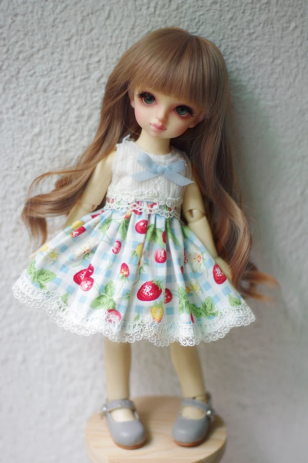 D Новая BJD Одежда для кукол, платье пышная трикотажная юбка для 1/4, 1/6, 1/8, милое розовое/синее платье с клубничкой/кроликом аксессуары для кукол - Цвет: D
