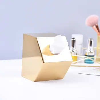 

Small house shaped gold tissue box light luxury ornament brass metal box life decoration home convenient fashion durable