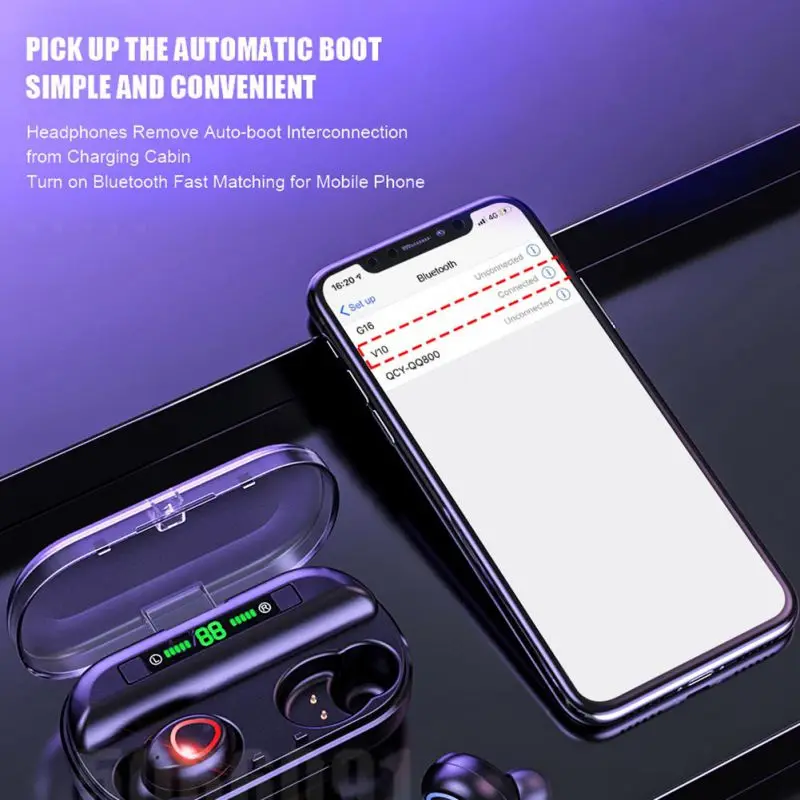 TWS Bluetooth наушники с микрофоном светодиодный дисплей беспроводные Bluetooth наушники водонепроницаемые наушники с шумоподавлением