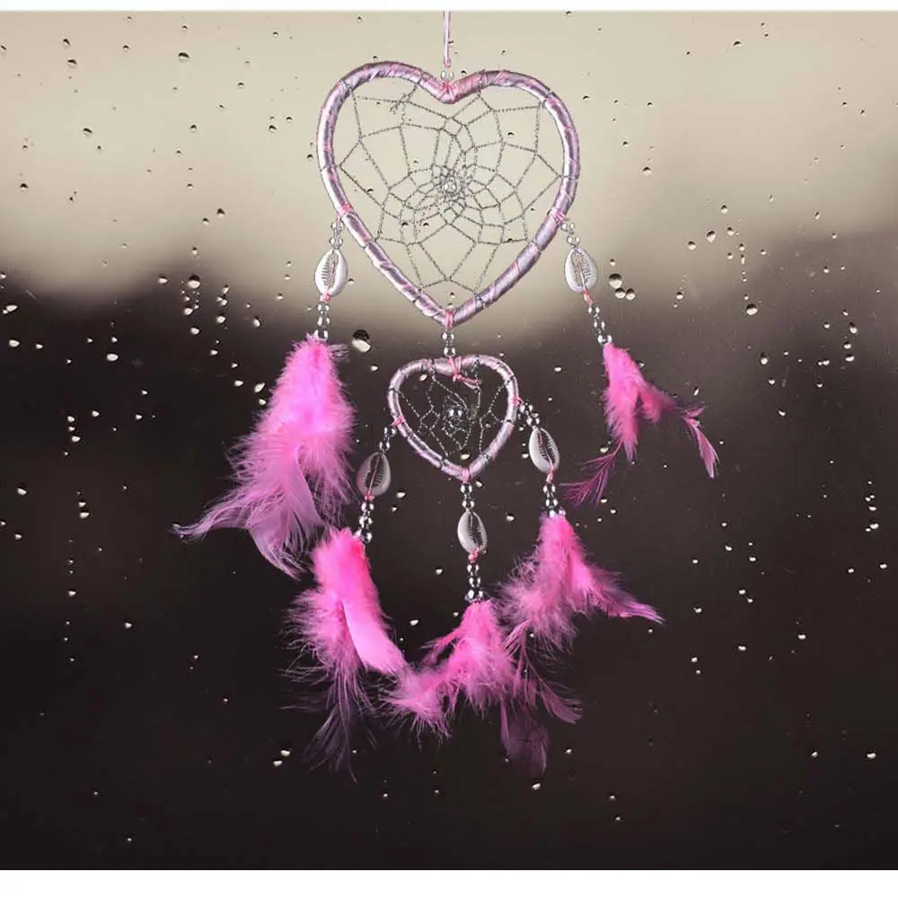 Ins Wall Love Heart Home Decoration Wind Chimes Dream Catcher Car Interior Feather