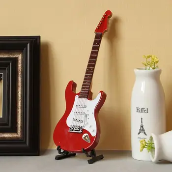 

10cm Miniature Electric Guitar Replica with Box Stand Musical Instrument Model