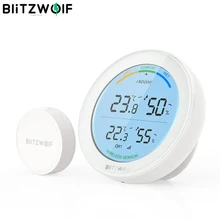 BlitzWolf – moniteur de température et d'humidité sans fil, BW-WS01 Mhz, Station météo, affichage rétroéclairé blanc, indicateur de confort de l'air, 433