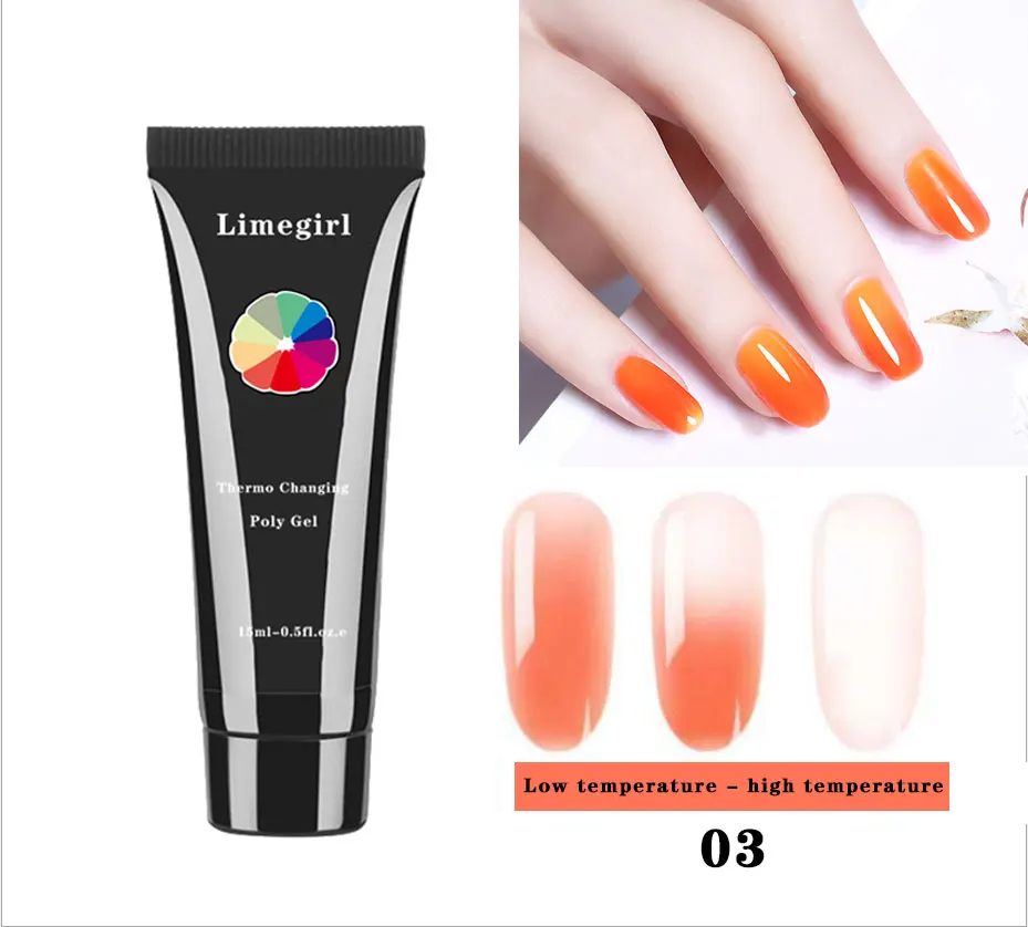 

color changing nail polish Thermal Changing Poly Gel UV builder gel Quick Building Finger Extension Camouflage Hard gel nail