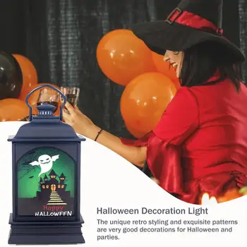 

Halloween LED Lantern Lamp Ghost Vintage Pumpkin Castle Light Hanging Lantern Skull Creative
