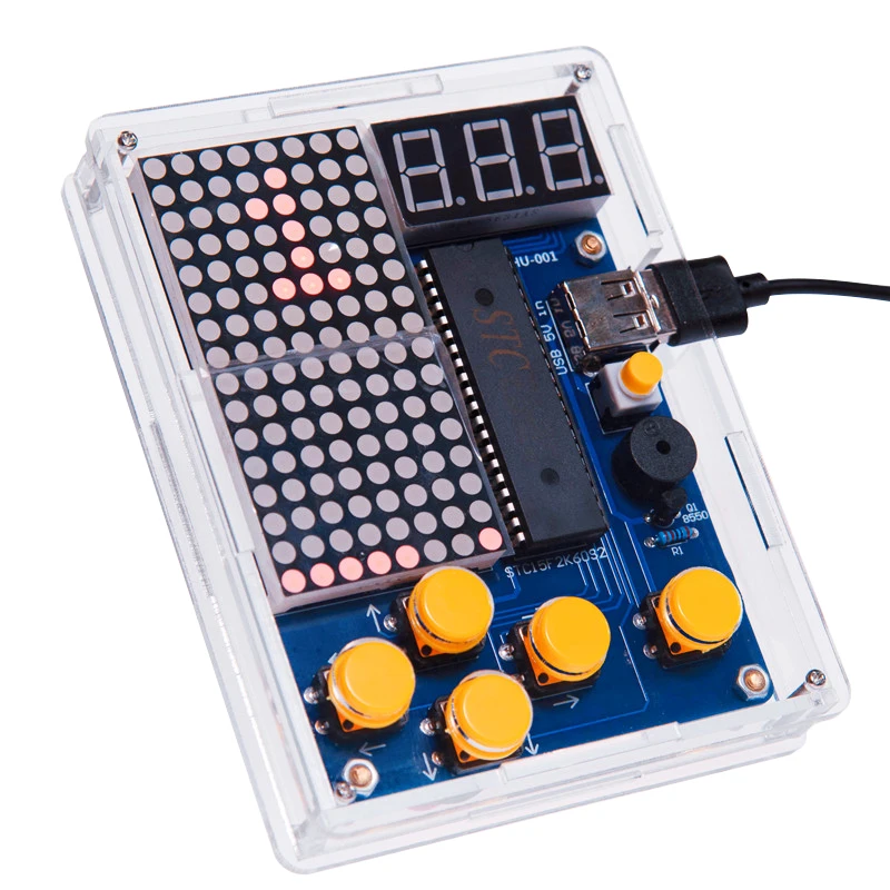 Kit de Jogo Faça Você Mesmo Retro Clássico Eletrônico Solda Tranning Conjunto Cobra Avião Corrida com Acrílico Case Mini Game Console - Imagem 6