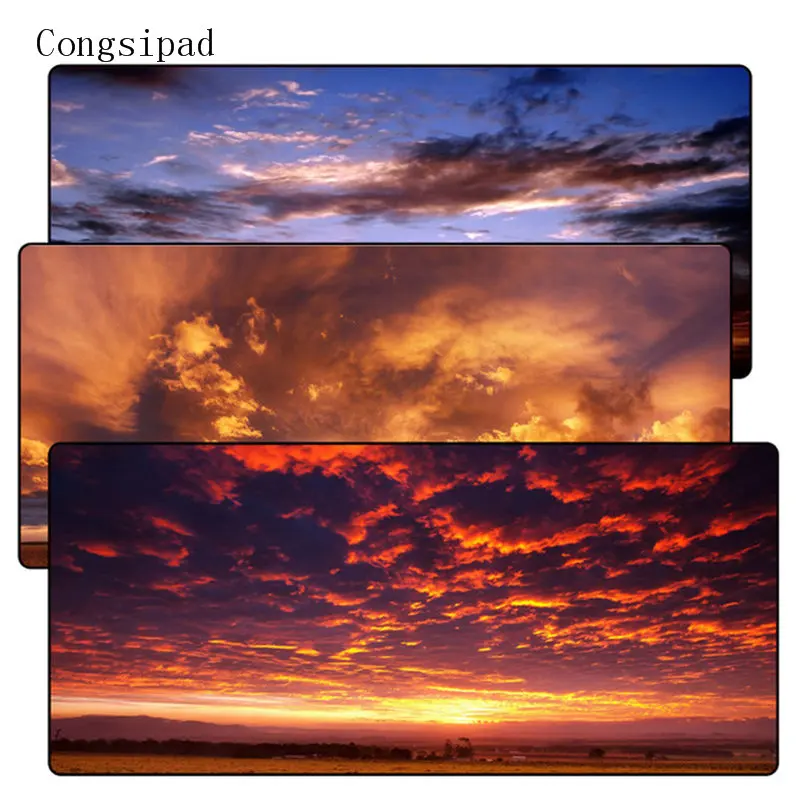 Congsipad Sky with Sunset Large Gaming Mouse Pad Gamer Locking Edge Keyboard Mouse Mat Gaming Mouse