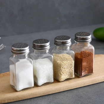 

Glass Cruet Condiment Bottles Seasoning Cans Pepper Shakers Salt Spice Container Spice Jar Kitchen Storage Organizer Accessories