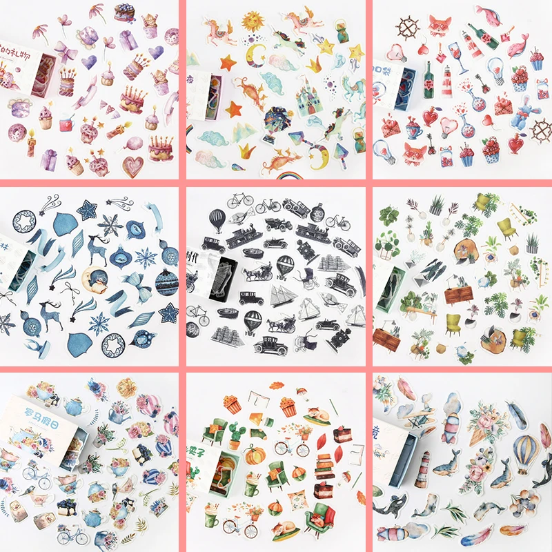 

Remembrance Time Series Boxed Stickers Plant Flowers Retro Small Fresh Hand Account Stationery Decorative Material 40 pcs/1lot