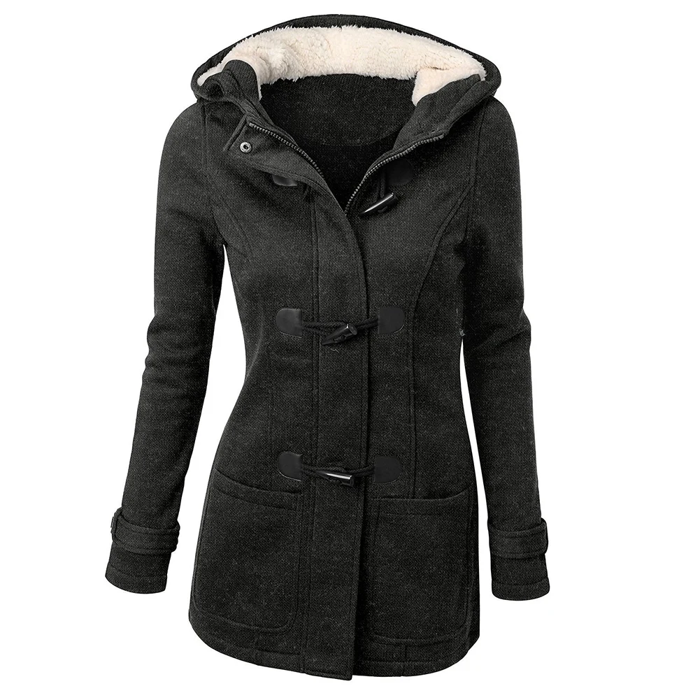 Длинные парки на молнии с капюшоном и карманами на кнопках, теплая длинная стеганая куртка для женщин, плотные тонкие зимние пальто в английском стиле