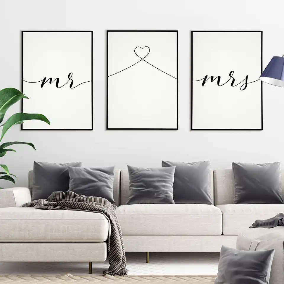 Mr Love Mrs Poster Nordico Lienzo Pintura Cita Arte De Pared