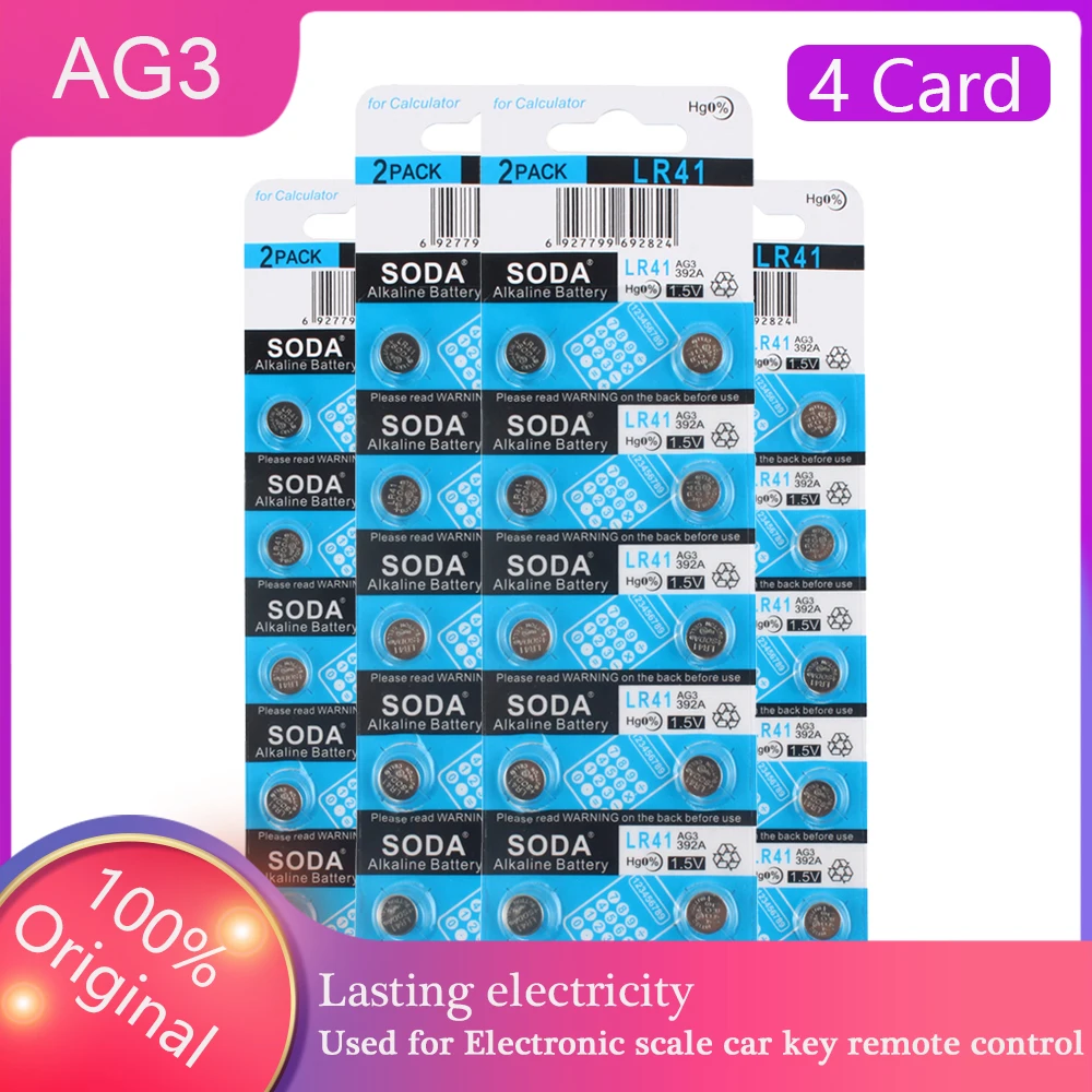 Pilas alcalinas de botón para reloj de juguete, 40 Uds., 2021 V, 1,5mm, AG3, SR41SW, LR736, 392A, novedad, promoción de 7,9