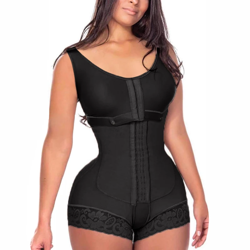 Fajas Postpartum Girdle Waist Trainer Full Body High Compression Corset Garment With Bra Shapewear Body Shaper Thong