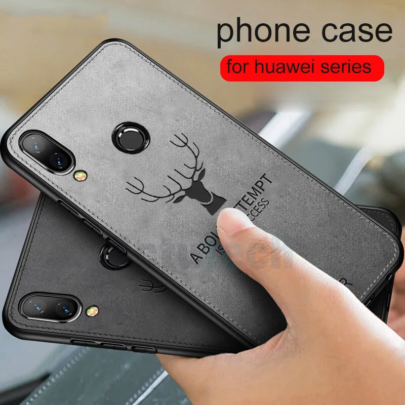 Тканевый чехол-бампер для смартфона Huawei Y9 Y7 Y5 Y6 P 2019 P20 Mate20 Lite Pro Nova 4 honor 3i V20 8X 9 lite 7C 7A