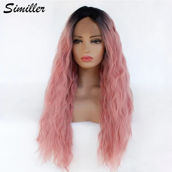 

Similler Lace Front Wig Long Synthetic Hair Ombre Black T Pink Curly Wigs For Black Women Cosplay 2 Tones
