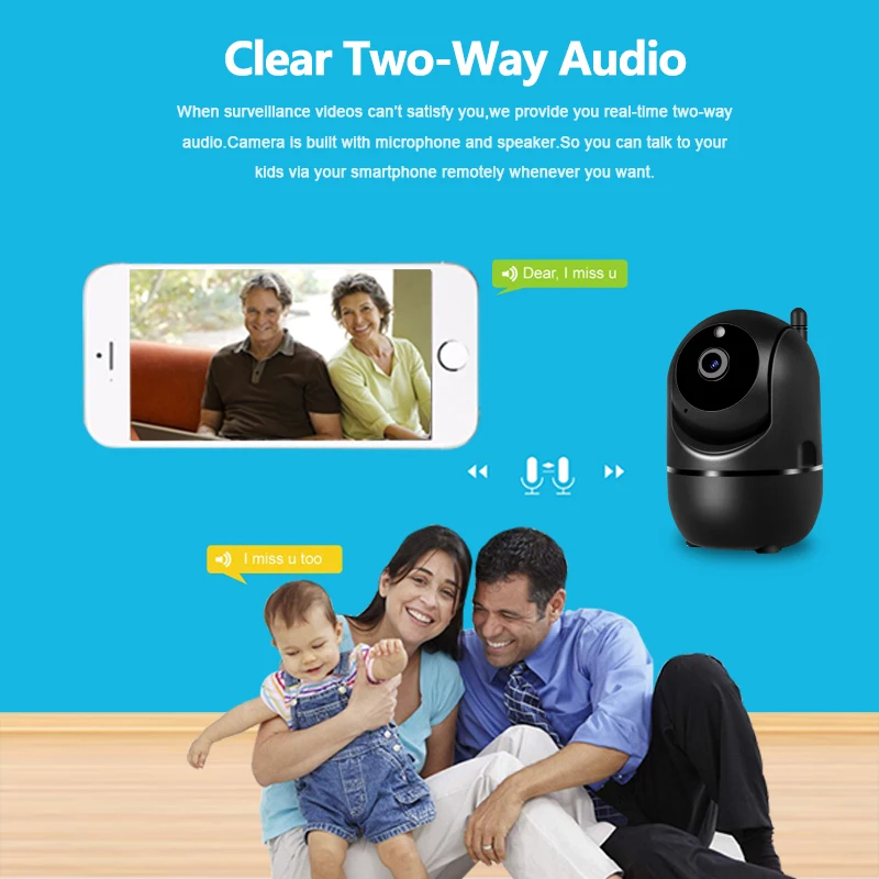 WiFi Camera Black Smart 1080P HD Cloud Home Security Camera Auto Tracking Network  Wireless CCTV video Surveillance Ip Camera