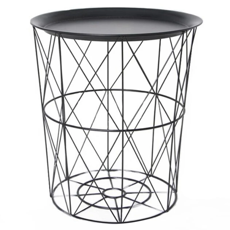 34.5 x 30.5 23cm Iron Metal Coffee Table Dirty Storage Basket Tea Snack Serving Board Tray Black Cover Trumpet | Мебель