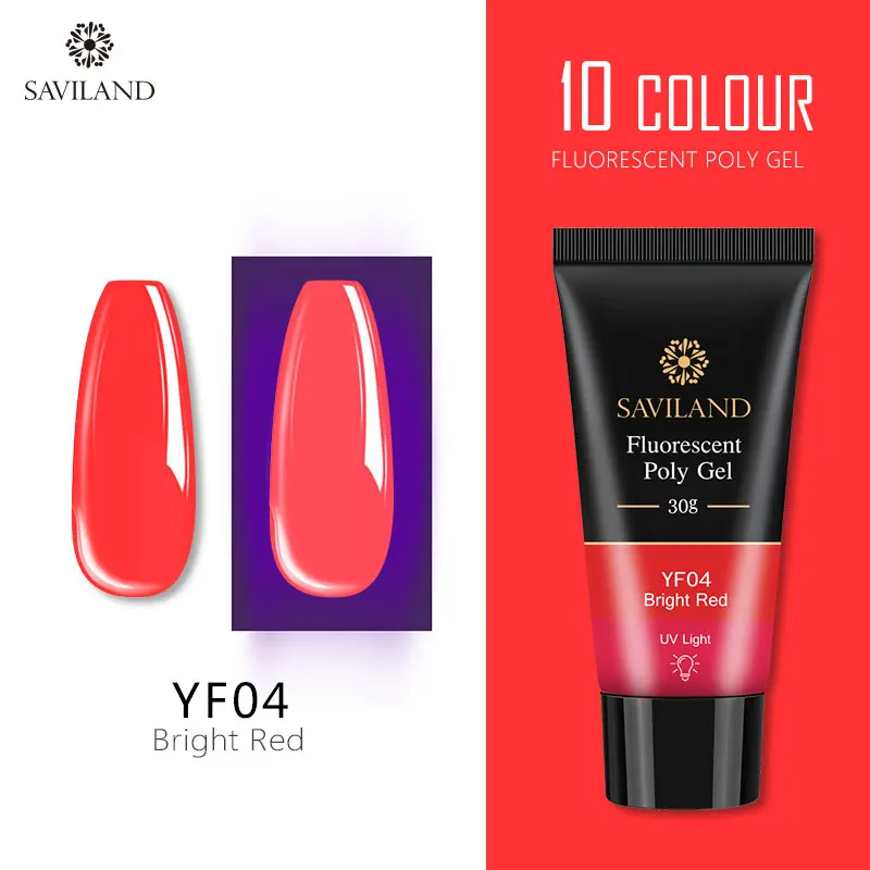 YF04 SAVILAND 30 г полигель неоновые ногти радужные флуоресцентные 15 г полигель кристаллический раствор для быстрого наращивания - Цвет: YF04